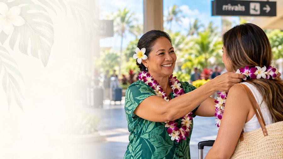 Kauai lei greeting assistance at the airport